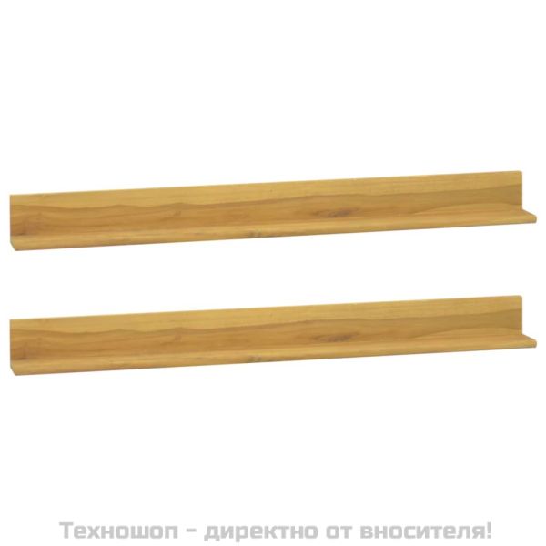 Стенни рафтове 2 бр 110x10x10 см тиково дърво масив