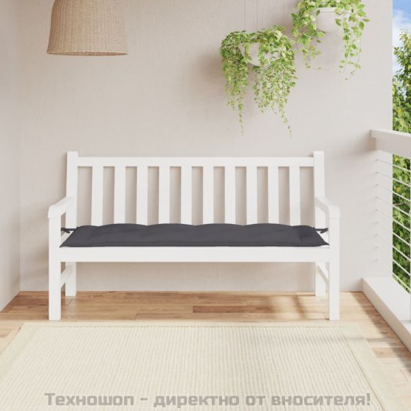 Възглавница за градинска пейка антрацит 150x50x7см оксфорд плат