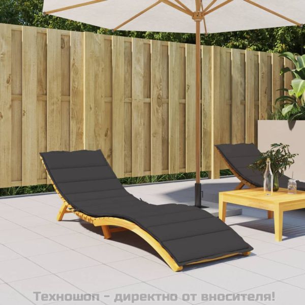 Шалте за шезлонг, черно, 200x60x3 см, Оксфорд плат