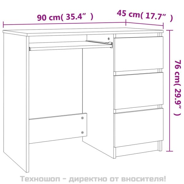 Бюро, бяло, 90x45x76 см, инженерно дърво