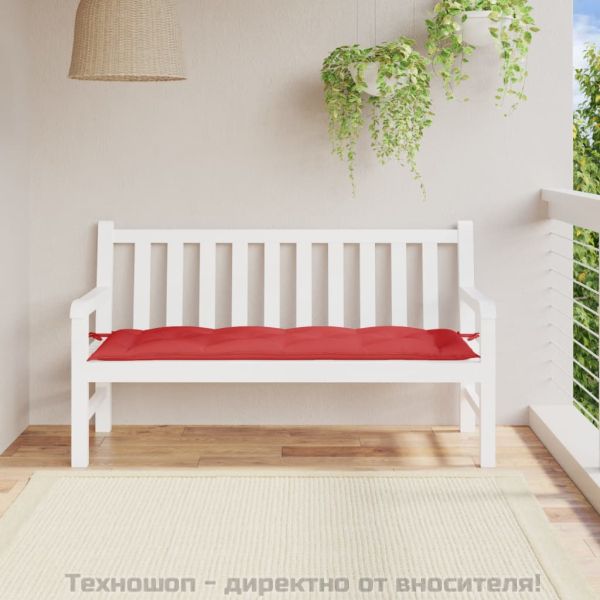 Възглавница за градинска пейка червена 150x50x7 см оксфорд плат