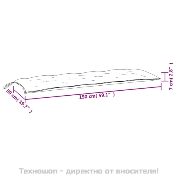Възглавница за градинска пейка синя 150x50x7 см оксфорд плат