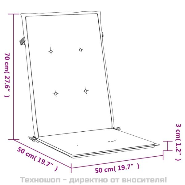 Възглавници за стол с облегалка 6 бр кремави 120x50x3 см плат