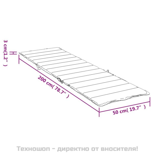 Шалте за шезлонг, бежово, 200x50x3 см, Оксфорд плат