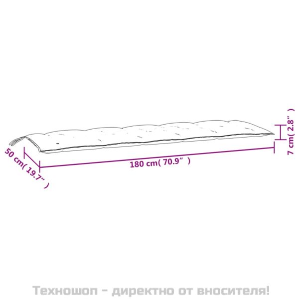 Възглавница за градинска пейка сива 180x50x7 см оксфорд плат
