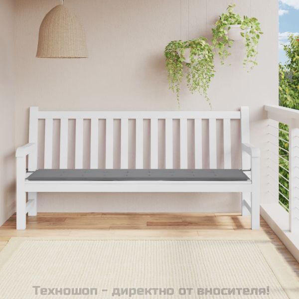 Възглавница за градинска пейка сива 200x50x3 см оксфорд плат
