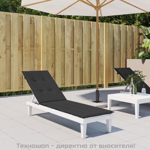Възглавница за стол шезлонг черна (75+105)x50x4 см