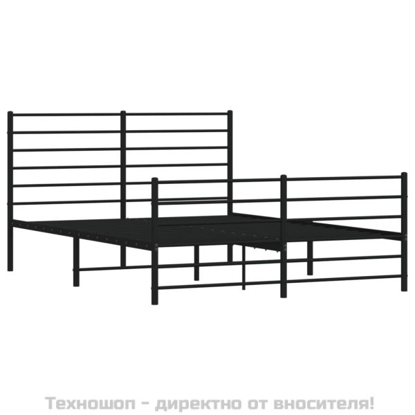 Метална рамка за легло с горна и долна табла, черна, 120x200 см