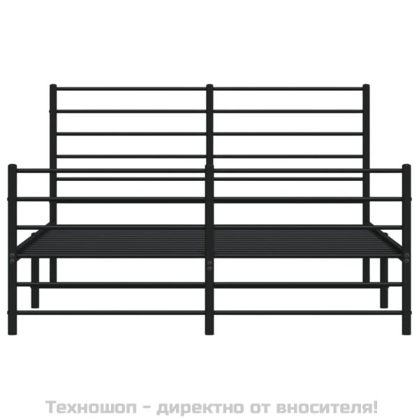 Метална рамка за легло с горна и долна табла, черна, 120x200 см