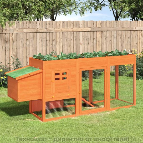 Кокошарник кафяв 204x50x84 см бор масив