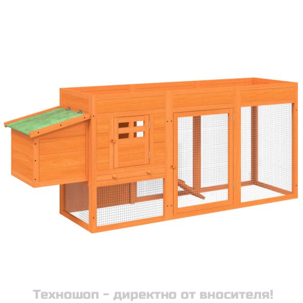 Кокошарник кафяв 204x50x84 см бор масив