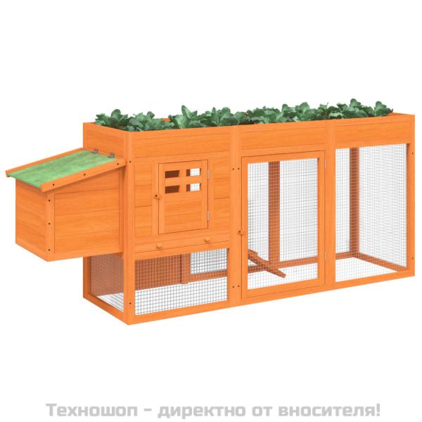 Кокошарник кафяв 204x50x84 см бор масив