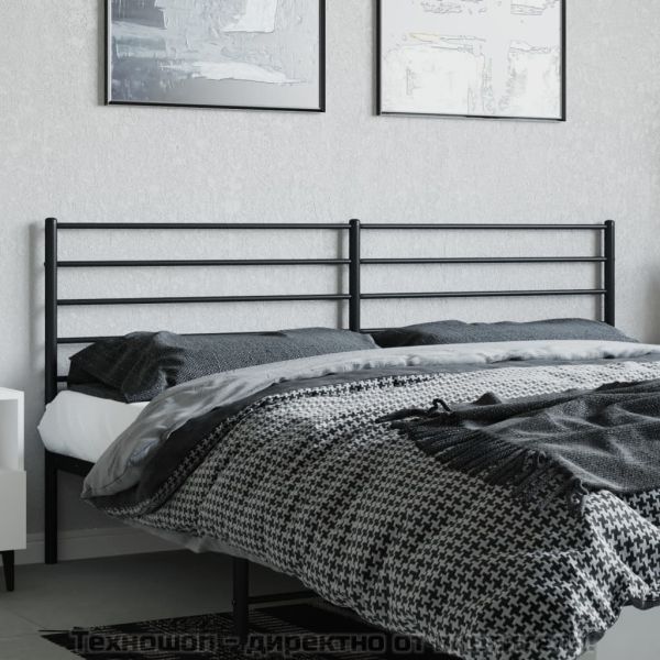 Метална резервна табла за легло, черна, 180 см