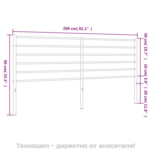 Метална резервна табла за легло, черна, 200 см