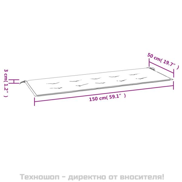 Възглавница за пейка виненочервена 150x50x4 см Оксфорд плат