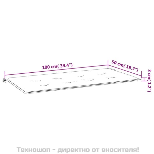 Възглавница за пейка кралско синьо 100x50x3 см Оксфорд плат