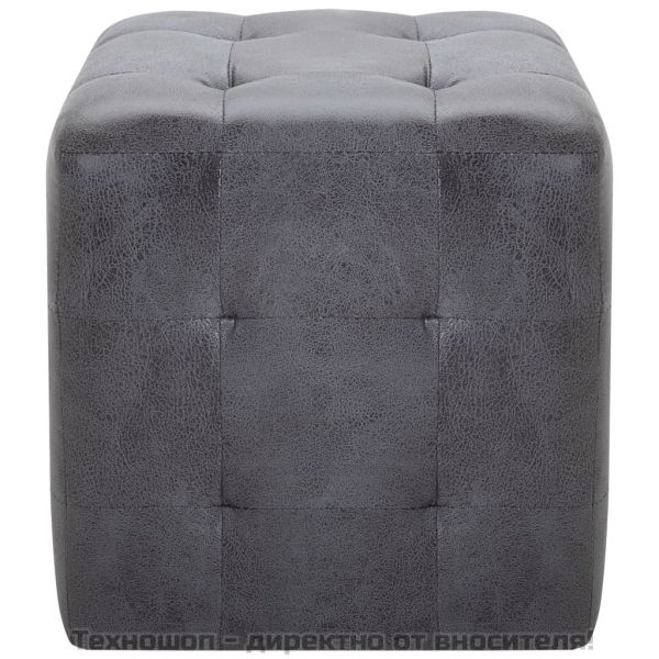 Нощни шкафчета, 2 бр, сиви, 30x30x30 см, изкуствен велур