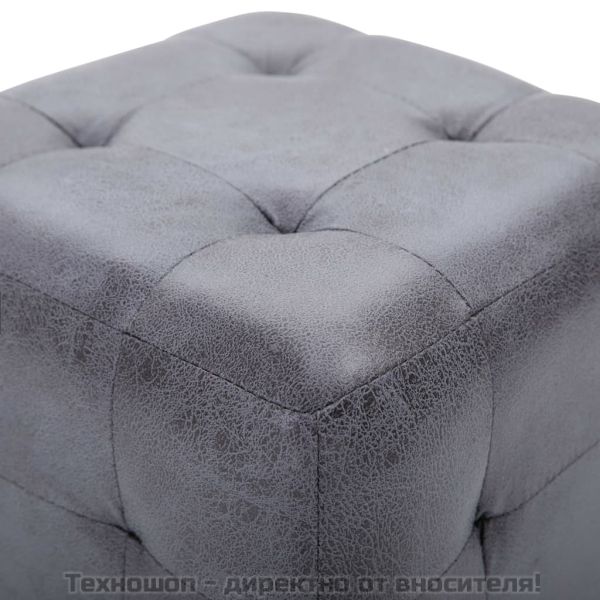 Нощни шкафчета, 2 бр, сиви, 30x30x30 см, изкуствен велур