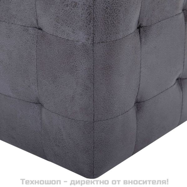 Нощни шкафчета, 2 бр, сиви, 30x30x30 см, изкуствен велур