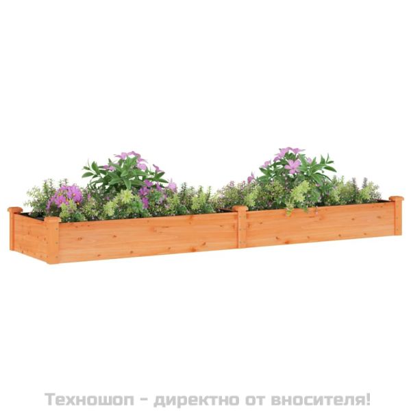 Градинска повдигната леха с вложка кафяв 240x60x25 см ела масив