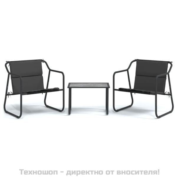 Градински комплект от 3 части с възглавници антрацит стомана