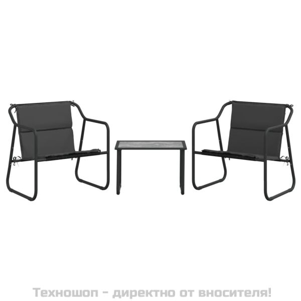 Градински комплект от 3 части с възглавници антрацит стомана