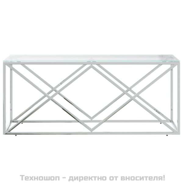 Маса за кафе 110x45x45 cм неръждаема стомана и стъкло
