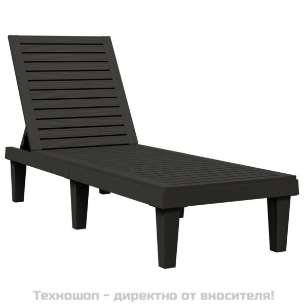 Шезлонги, 2 бр, черни, 155x58x83 см, полипропилен