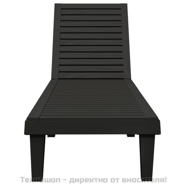 Шезлонги, 2 бр, черни, 155x58x83 см, полипропилен