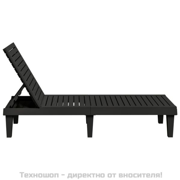 Шезлонги, 2 бр, черни, 155x58x83 см, полипропилен