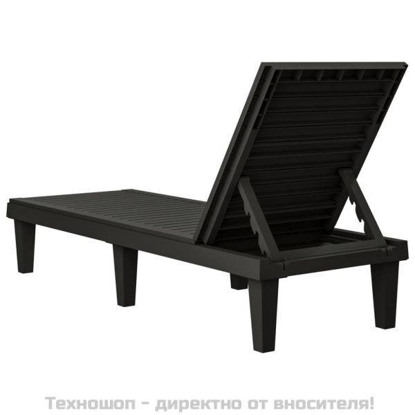 Шезлонги, 2 бр, черни, 155x58x83 см, полипропилен
