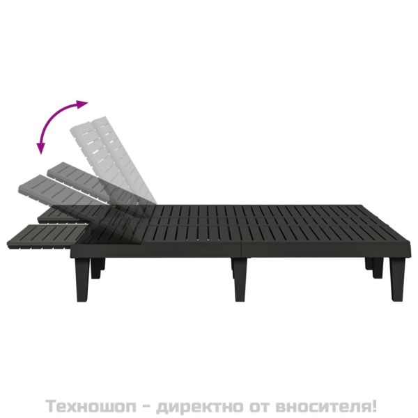 Двоен шезлонг, черен, 155x138x83 см, полипропилен
