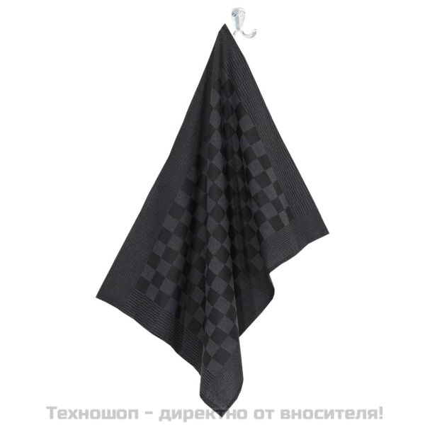 Комплект кърпи от 10 части, черен и сив, памук