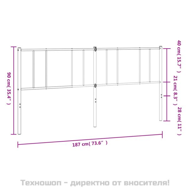 Метална резервна табла за легло, бяла, 180 см