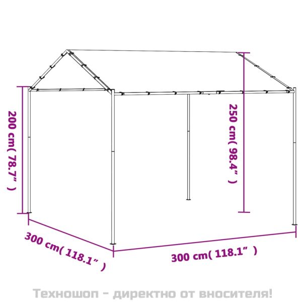 Навес беседка бежов 3x3 м стомана и текстил