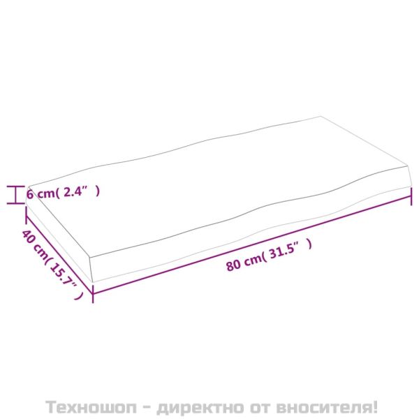 Плот за маса светлокафяв 80x40x(2-6) см обработен масивен дъб
