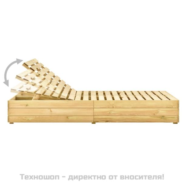 Двоен шезлонг с червени шалтета, импрегнирано борово дърво