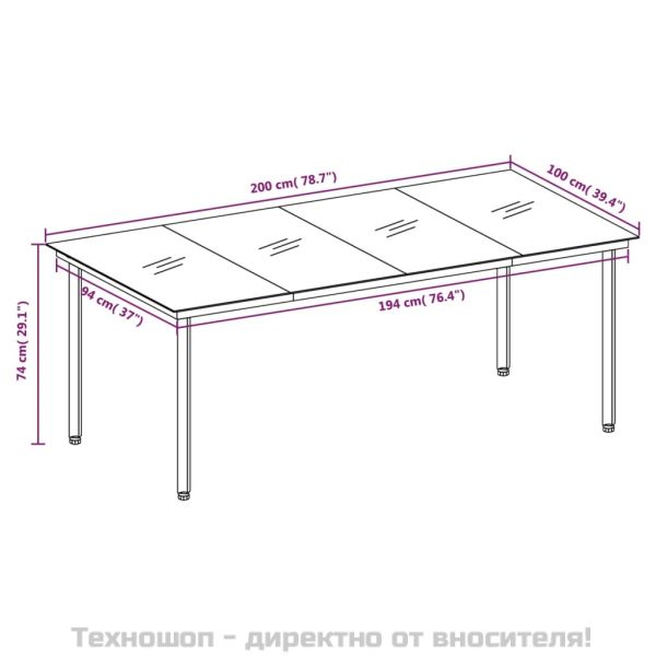 Градински трапезен комплект, 7 части, сив