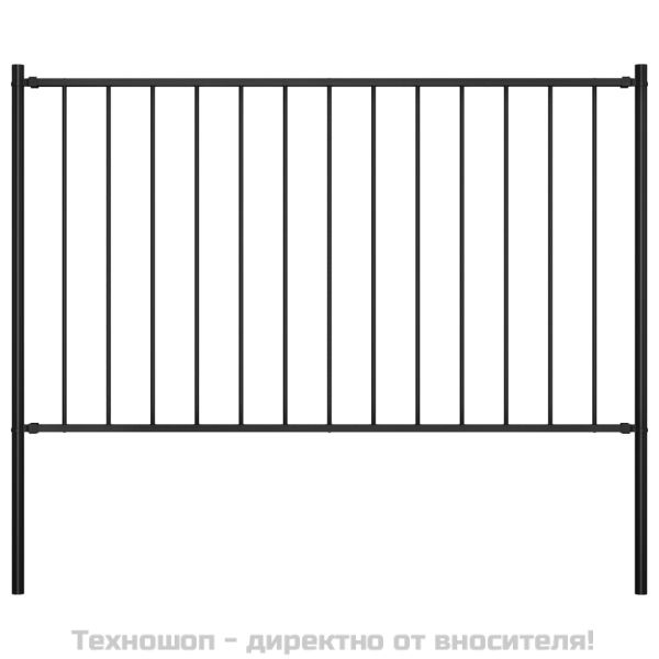 Ограден панел Woerden със стълбове, стомана, 1,7x0,75 м, черен