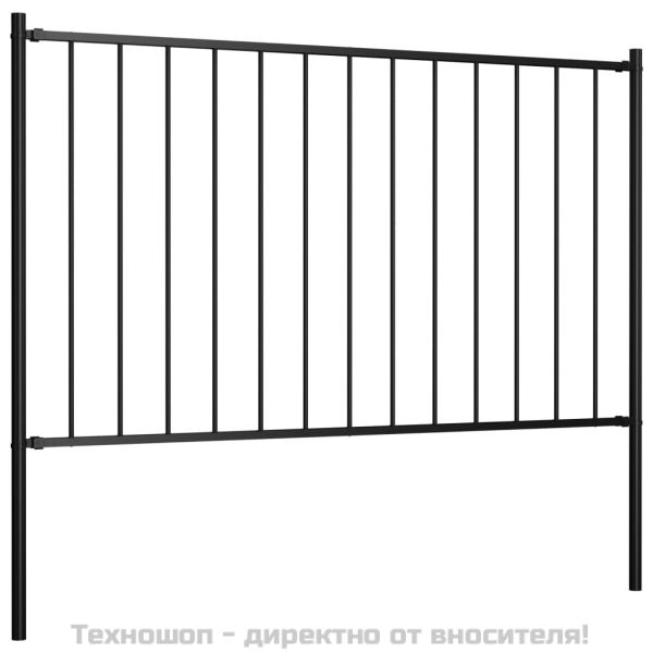 Ограден панел Woerden със стълбове, стомана, 1,7x0,75 м, черен