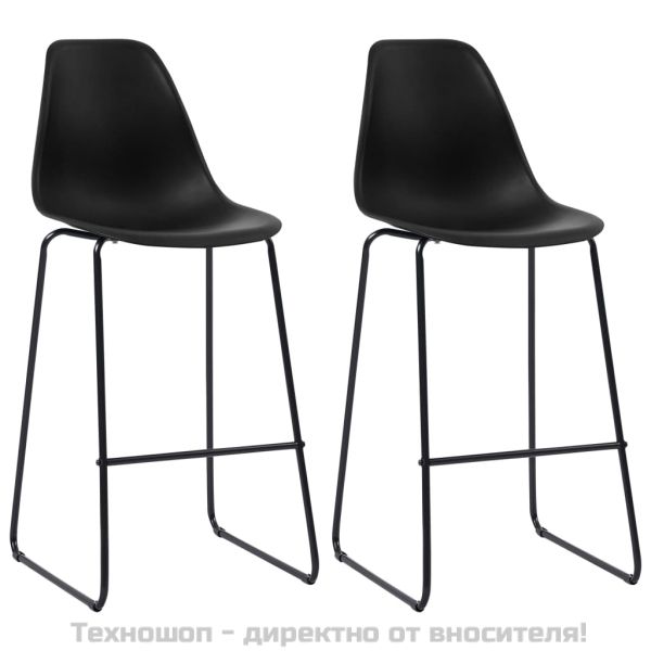 Бар столове, 2 бр, черни, пластмаса
