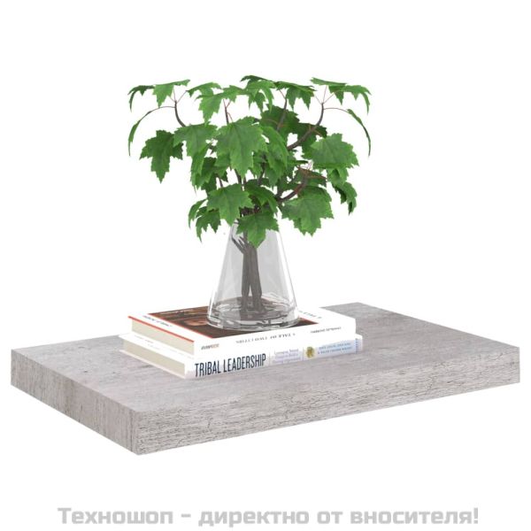 Окачени стенни рафтове, 2 бр, бетонно сиви, 50x23x3,8 см, МДФ