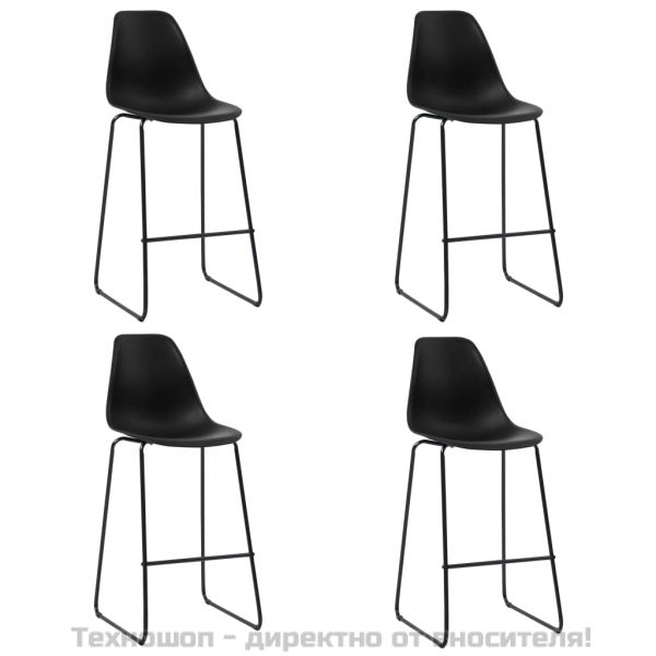 Бар столове, 4 бр, черни, пластмаса