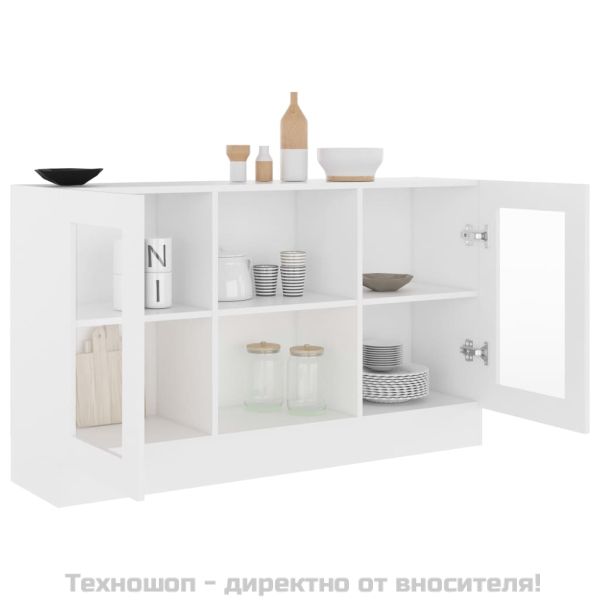 Шкаф витрина, бял, 120x30,5x70 см, ПДЧ