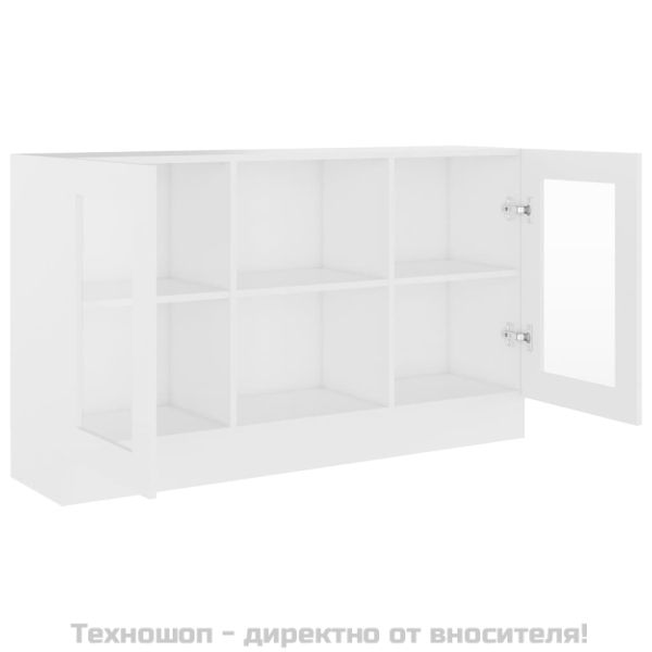 Шкаф витрина, бял, 120x30,5x70 см, ПДЧ