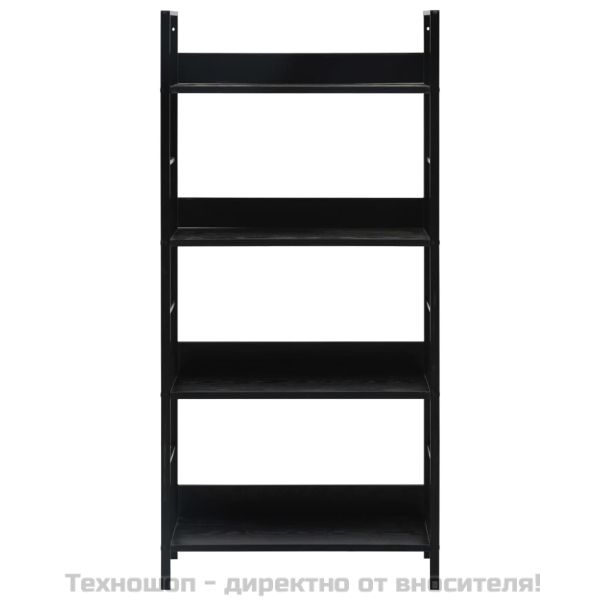 Библиотека с 4 рафта, черна, 60x27,6x124,5 см, инженерно дърво