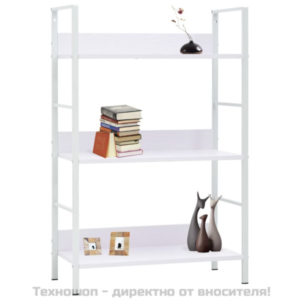 Библиотека с 3 рафта, бяла, 60x27,6x90,5 см, инженерно дърво