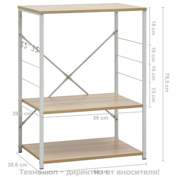 Шкаф за микровълнова бял и дъб 60x39,6x79,5 см инженерно дърво