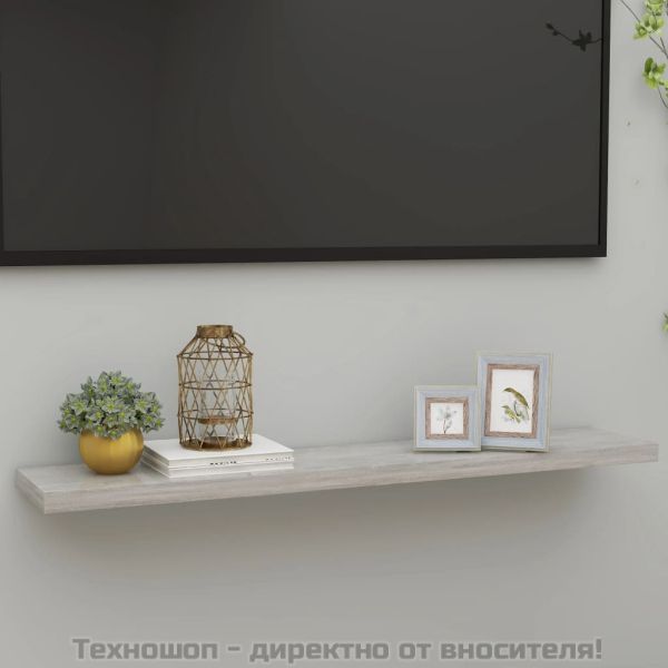 Окачен стенен рафт, бетонно сив, 120x23,5x3,8 см, МДФ