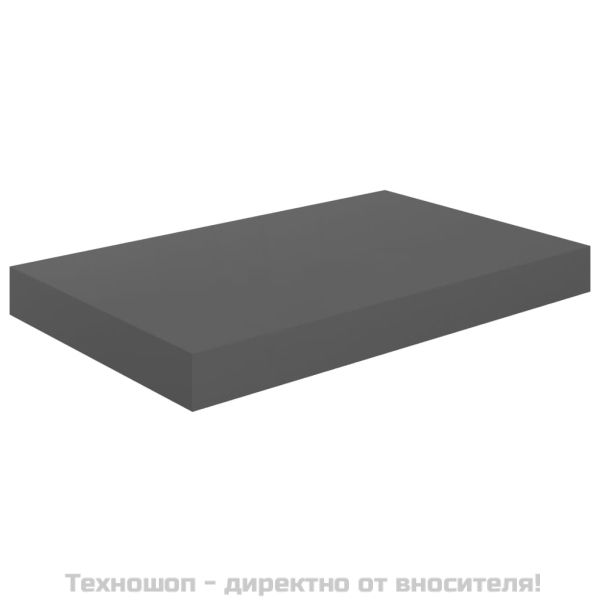 Окачен стенен рафт, сив гланц, 40x23x3,8 см, МДФ